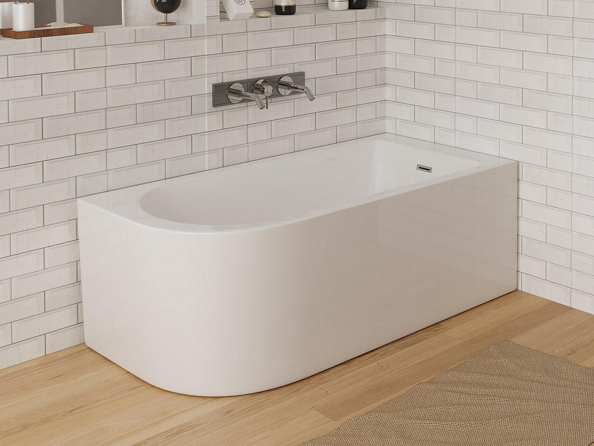 BADEWANNE (Standard) - 1 -Sitzer - Acryl - weiß - ANIKA - Weiß, Kunststoff (150/58/75cm) - Vente-Unique