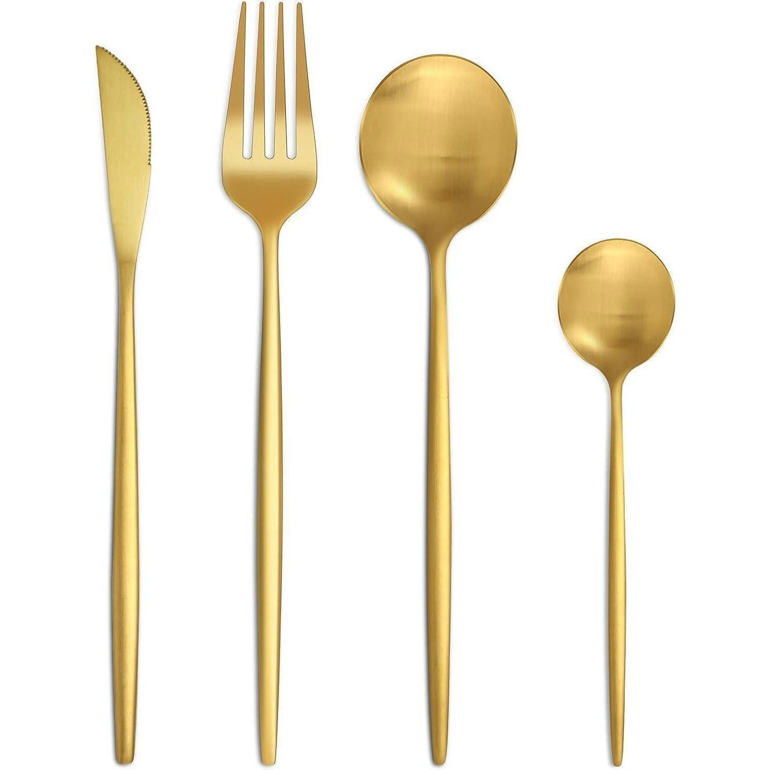 BESTECKSET 24-teilig Matt Gold - Goldfarben, Metall