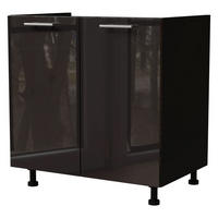 SPÜLENUNTERSCHRANK Essen D8Z/80 Grau Hochglanz / Schwarz Matt 80 / 50 / 82cm - Schwarz/Grau, Holz/Holzwerkstoff (80/82/50cm) - Feldmann-Wohnen