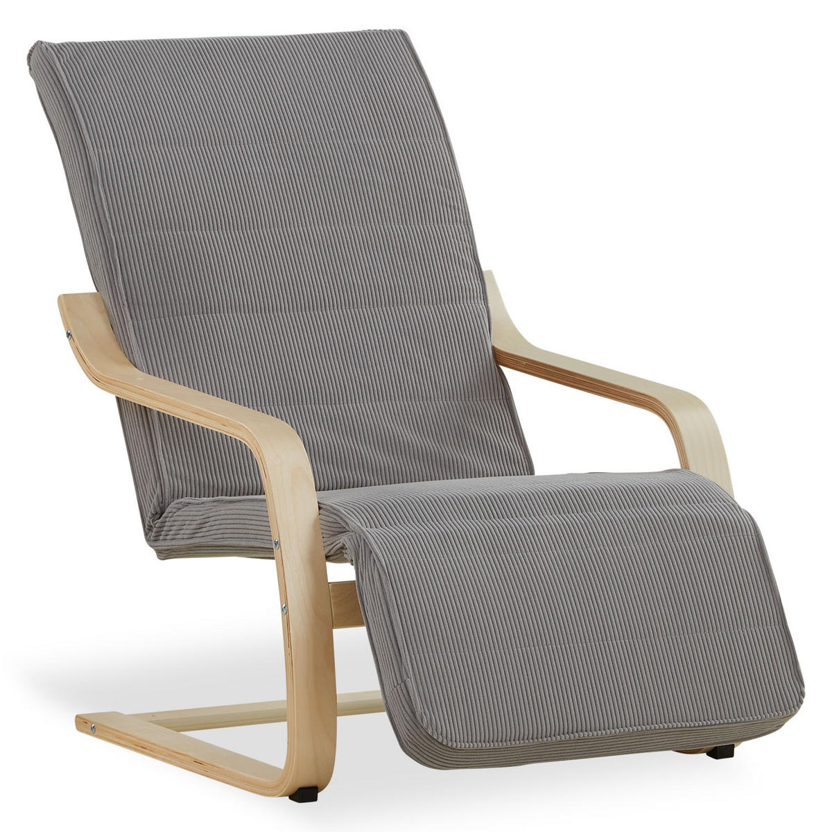 RELAXSESSEL Stoffbezug Grau, Fußstütze - Grau, Textil (66/94/62cm) - Homestyle4u