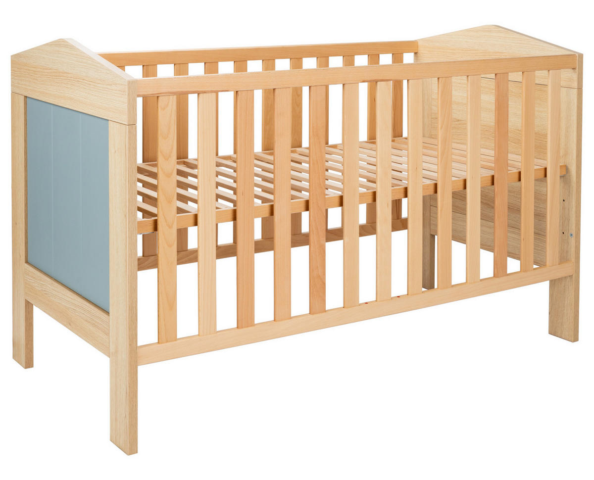 BABYBETT Roofy - Eichefarben/Salbeigrün, Holz/Holzwerkstoff - arthur berndt