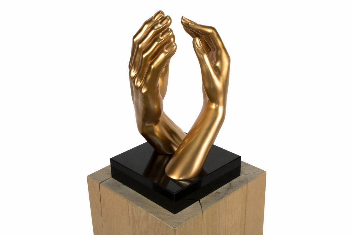 SKULPTUR Gold 21/41 cm - Goldfarben, Stein (4.85/41/21cm) - KUNSTLOFT