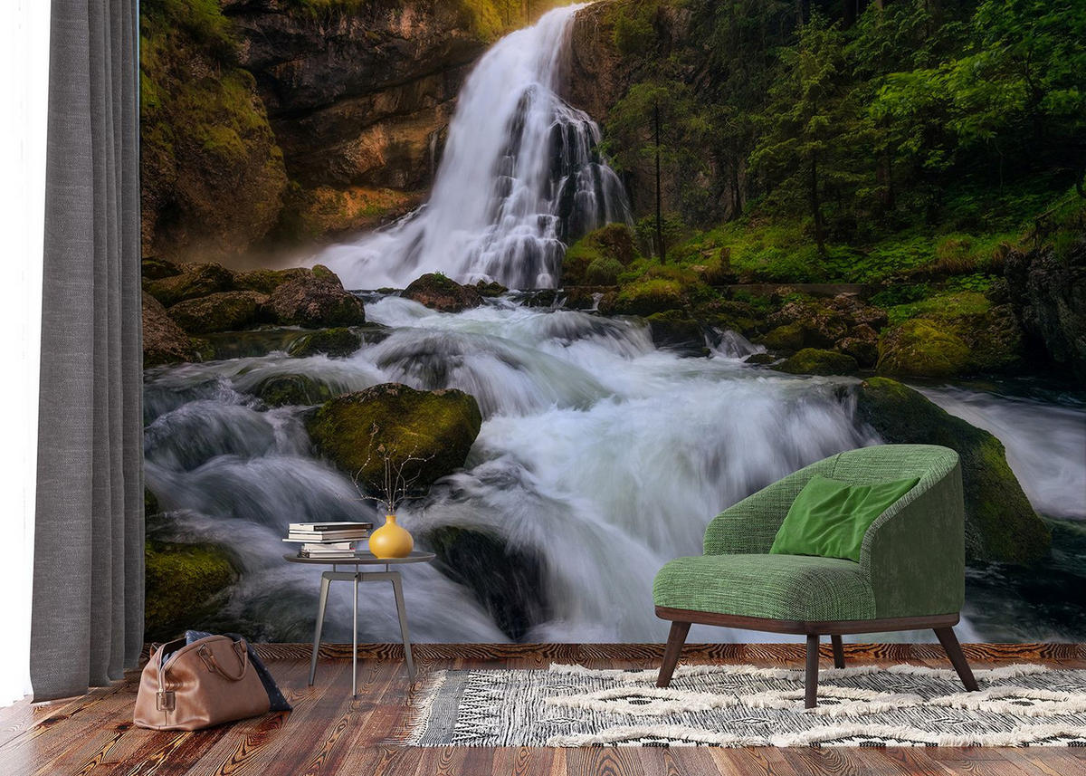 FOTOTAPETE Wasserfall 375 x 270 cm - Grün, Papier (375/270cm) - Sanders & Sanders