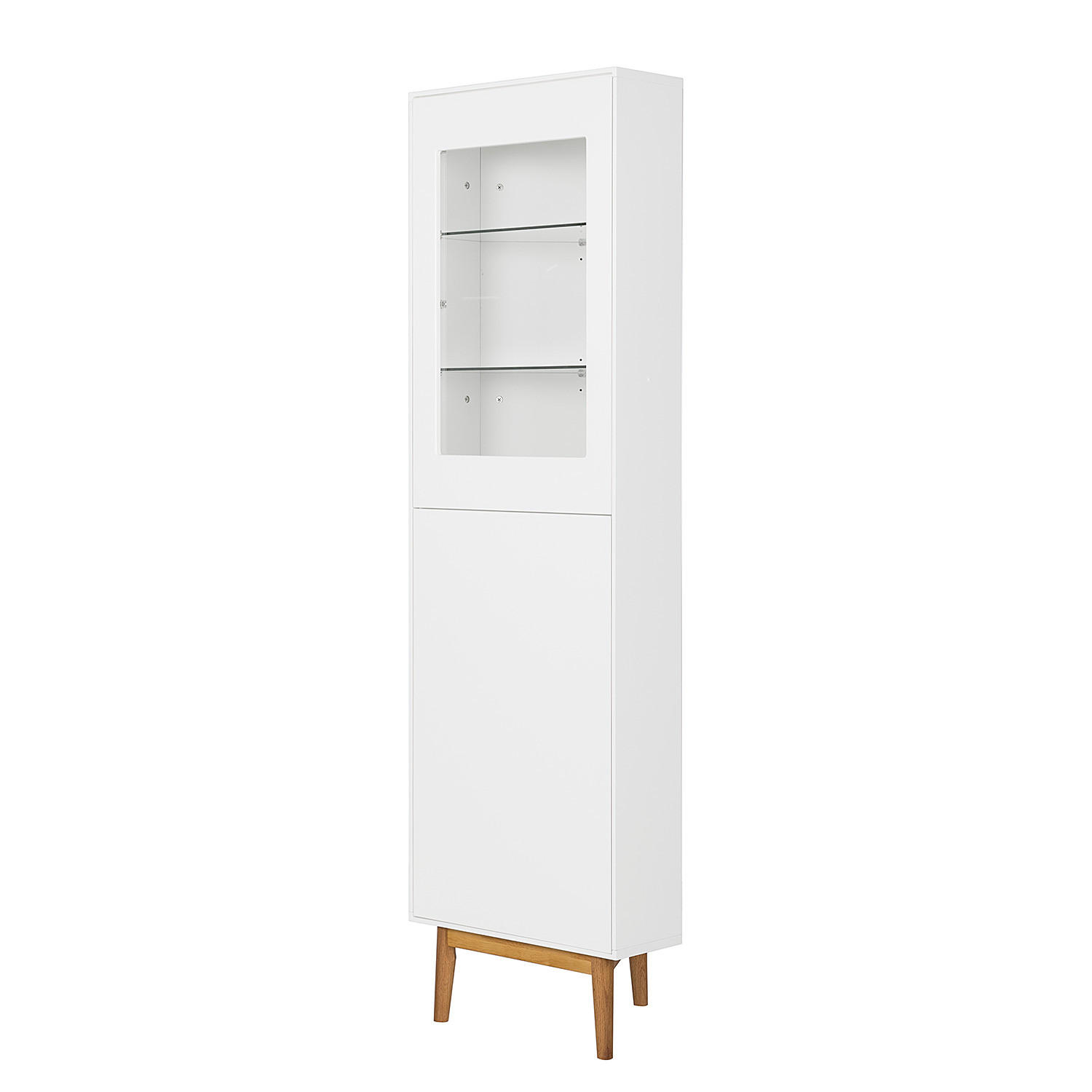 ECKVITRINE - Weiß / Eiche - Eichefarben/Weiß, Holzwerkstoff (55/190/48cm) - home24