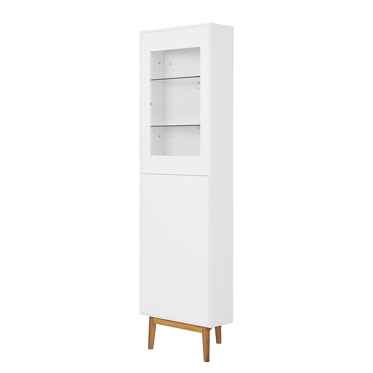 ECKVITRINE - Weiß / Eiche - Eichefarben/Weiß, Holzwerkstoff (55/190/48cm) - home24