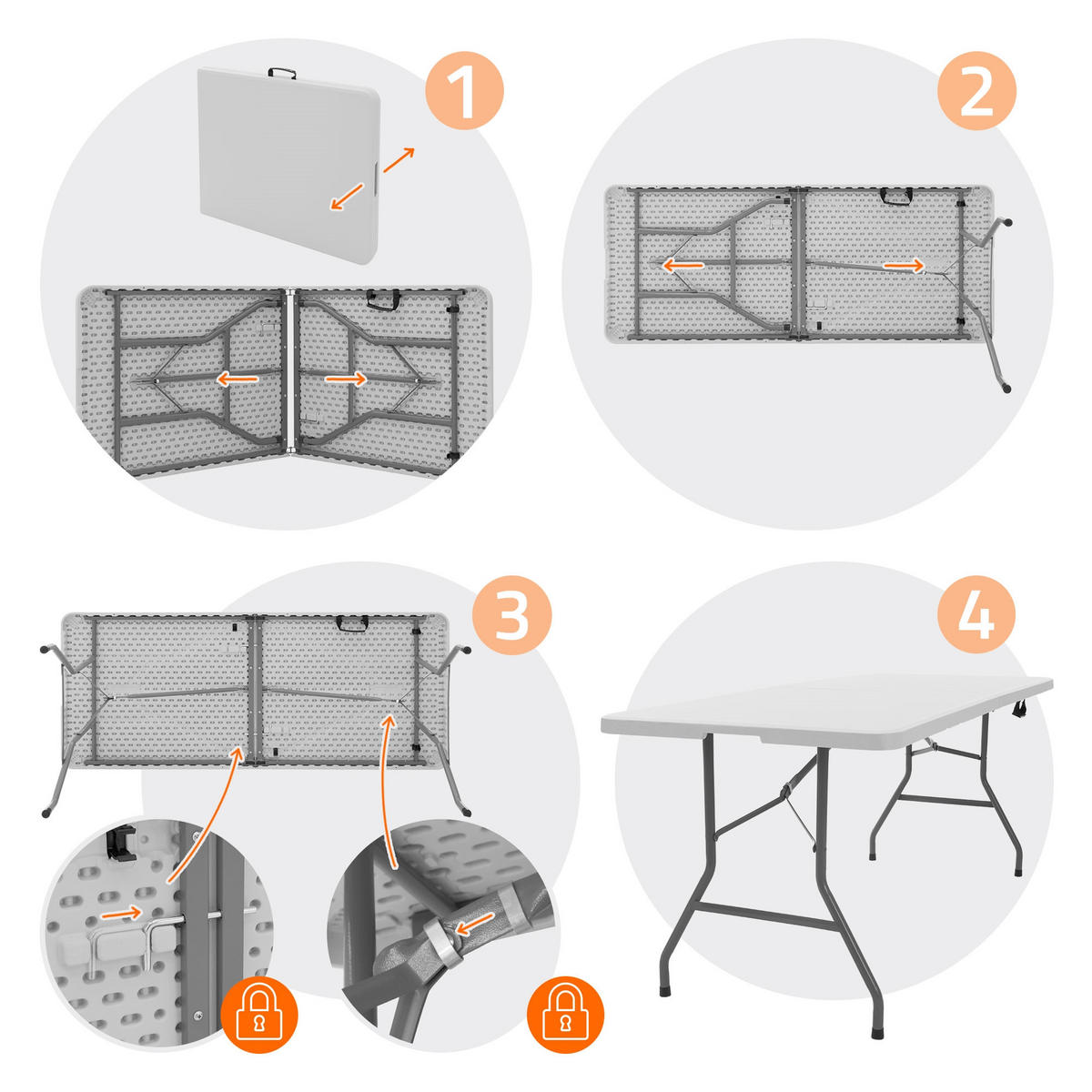 CAMPINGTISCH - Weiß, Kunststoff (180/74/74cm) - ML-DESIGN