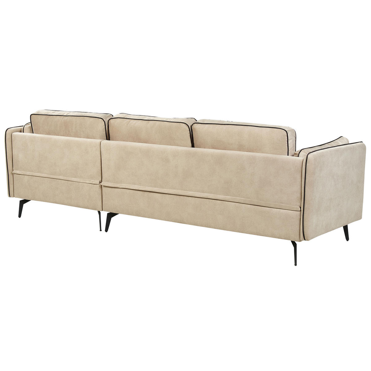 3-SITZER-ECKSOFA Samtstoff Beige Altan - Beige, Textil (268/157cm) - Beliani
