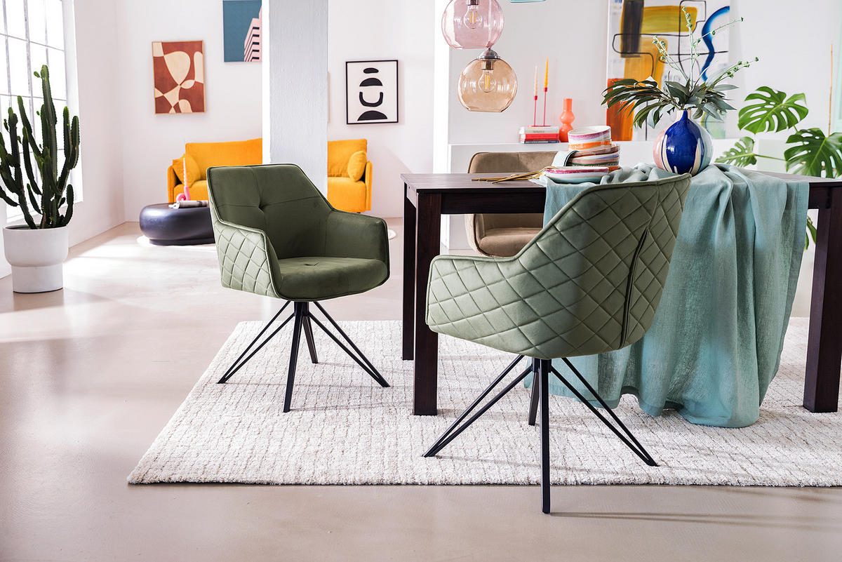 ARMLEHNENSTUHL - Grün, Textil/Metall (60/82/62cm) - home24