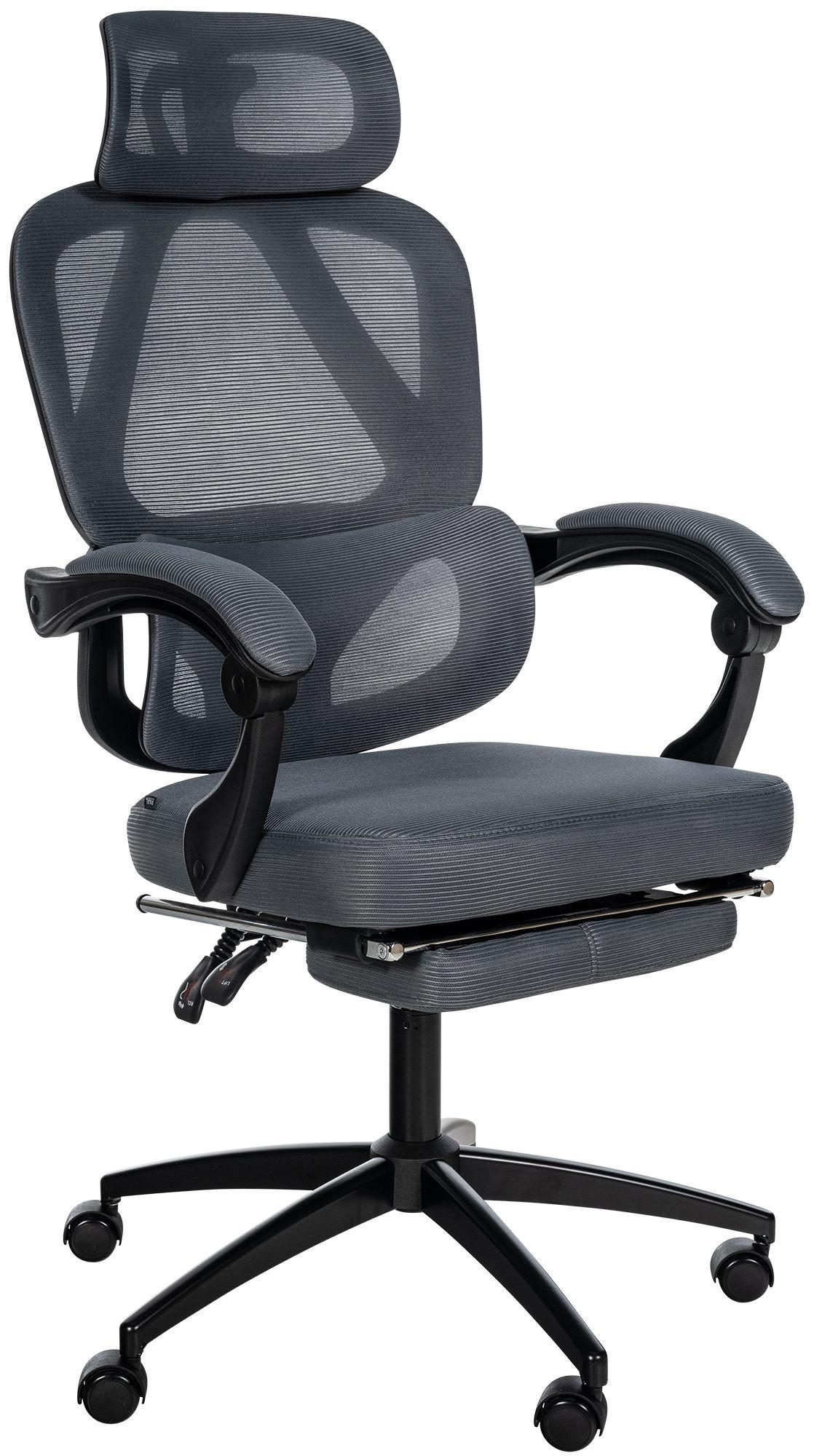 DREHSTUHL Stoff Dunkelgrau - Dunkelgrau/Schwarz, Kunststoff/Textil (61/135/69cm) - CLP