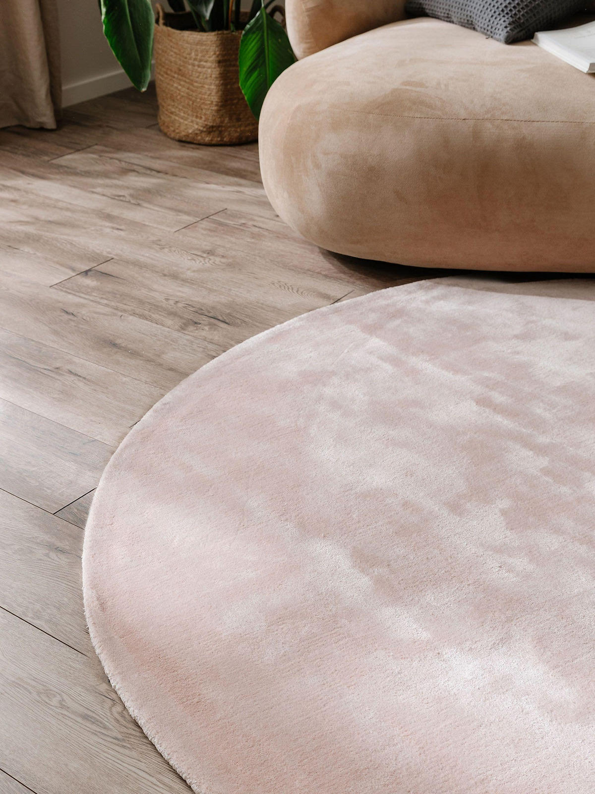 VISKOSETEPPICH rund Nela Rosa ø 160 cm rund - Rosa, Textil (160/160cm) - benuta Pure