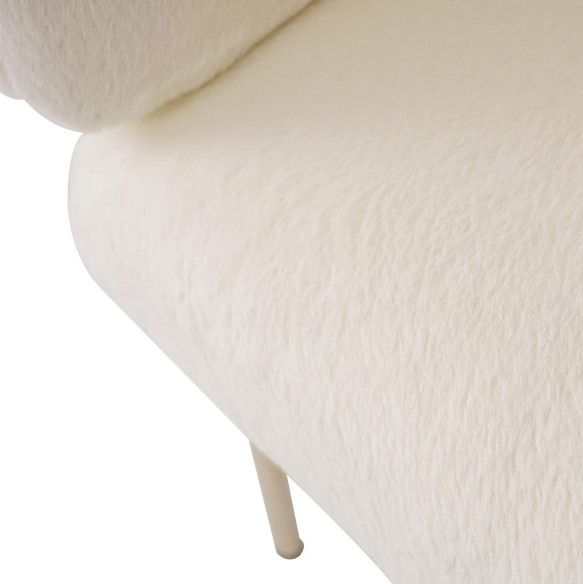 STUHL 4er-Set mit Metallbeinen Kunstfell Weiß - Weiß, Metall (57.3/77/57cm) - Meubliv