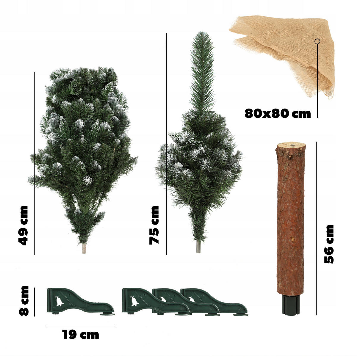 KADAX Künstlicher Weihnachtsbaum auf Stamm, Diamant, 180 cm, Kiefer - Braun/Grün, Holz/Kunststoff (180cm) - KADAX