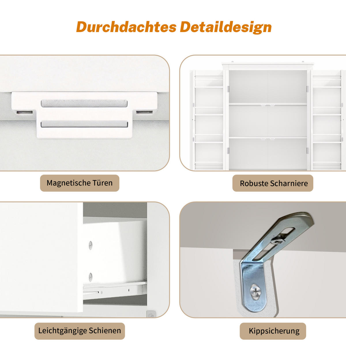 DONJI kuhinjski element od MDF-a, 75/40/182 cm bijeli, s policama i unutarnjom ladicom - bijela, drvni materijal (75/180/40cm) - BEAOK