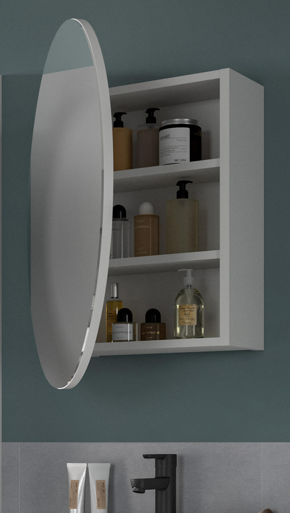 BADMÖBEL-SET weiß Hochglanz 4-teilig 150 cm, Komplettset mit 3D-Struktur - Weiß Hochglanz, Glas/Holzwerkstoff (151/187/37cm) - Inn.Furn