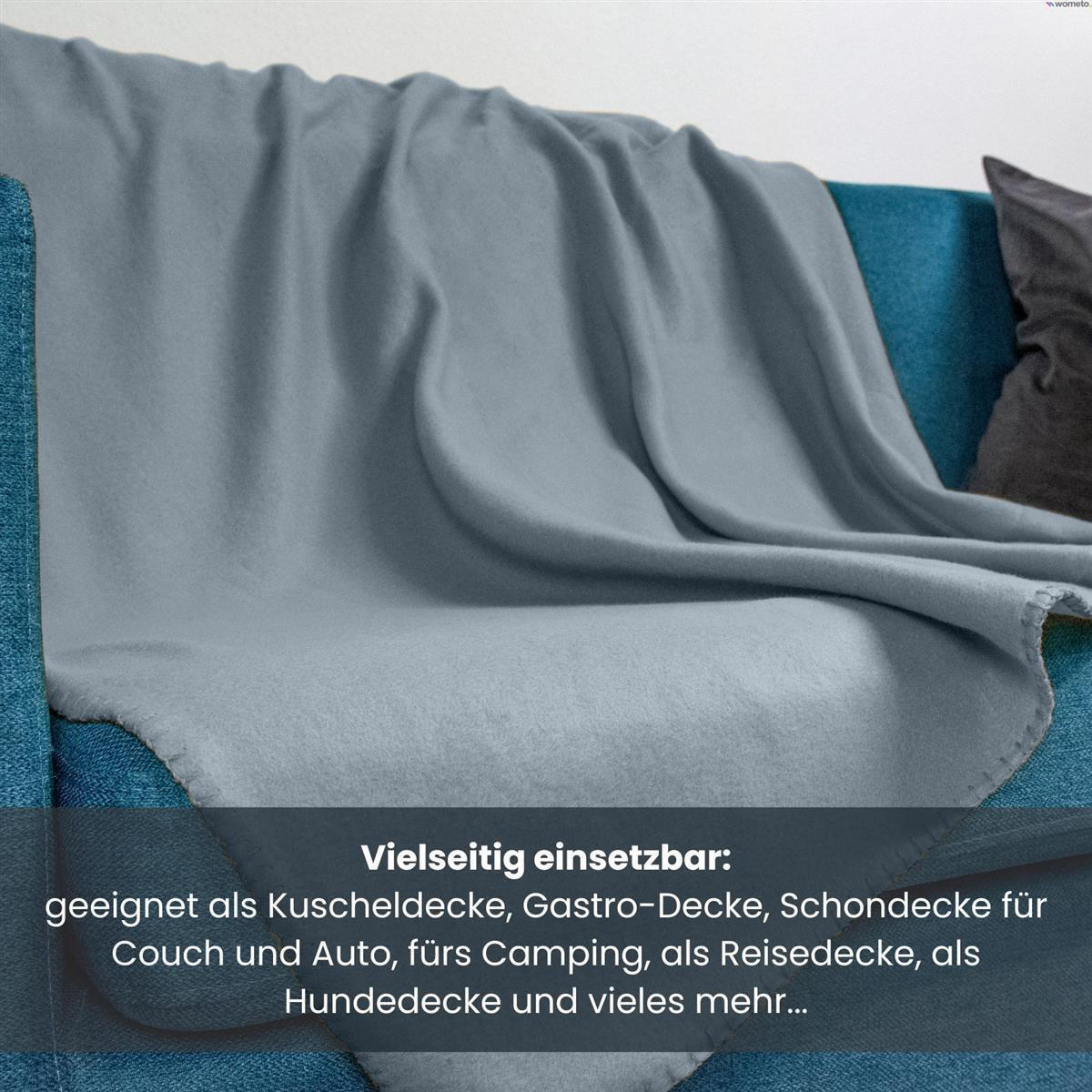FLEECEDECKE 3er Set grau 130/160 cm Kettelrand Anti-Pilling - Grau, Textil (130/160cm) - wometo
