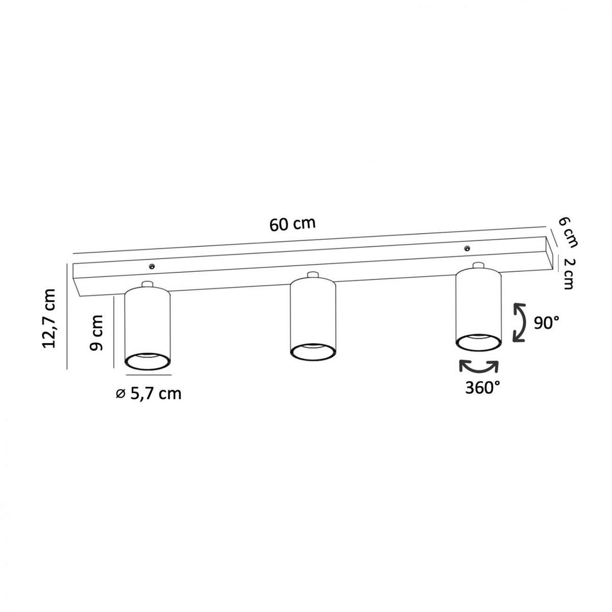 DECKENLEUCHTE Renzo, Schwarz, 60cm - Schwarz, Metall (60/6/12.5cm) - KOSILUM