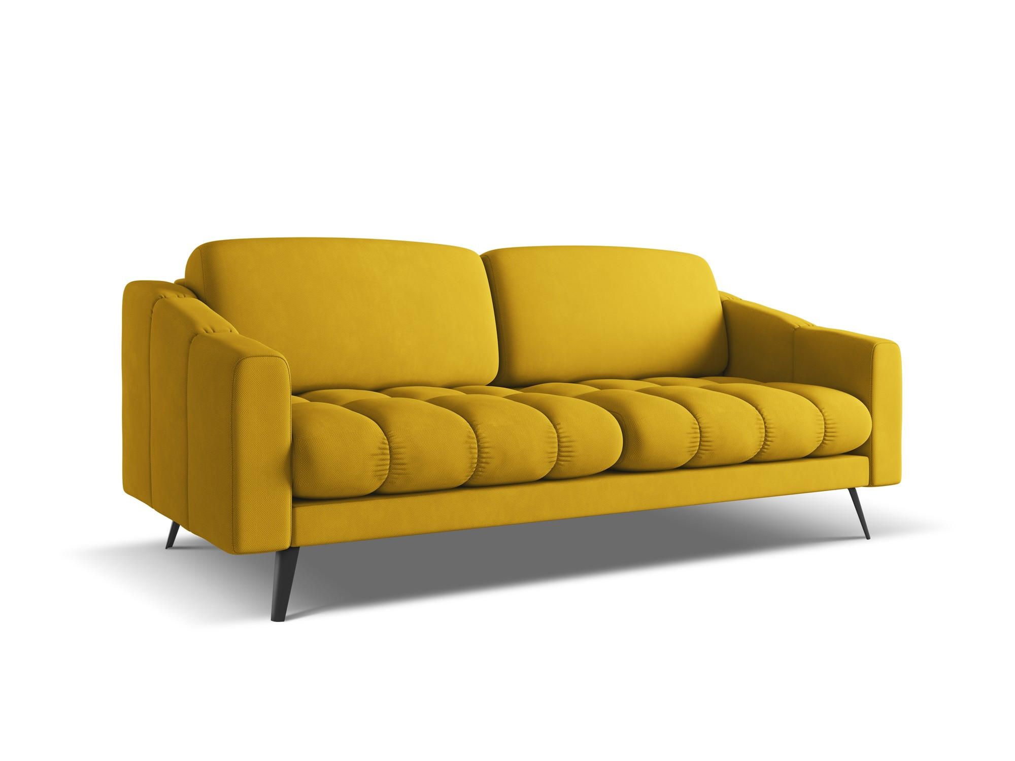 3-SITZER SOFA Chenille Stoff Gelb - Currygelb/Gelb, Textil/Metall (202/80/95cm) - Makamii