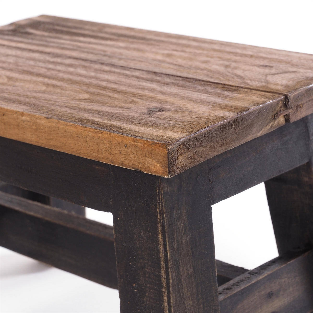 BLUMENHOCKER Monte Mahagoni Massivholz 04 schwarz-natur - Graubraun, Holz (30/21/20cm) - DESIGN DELIGHTS