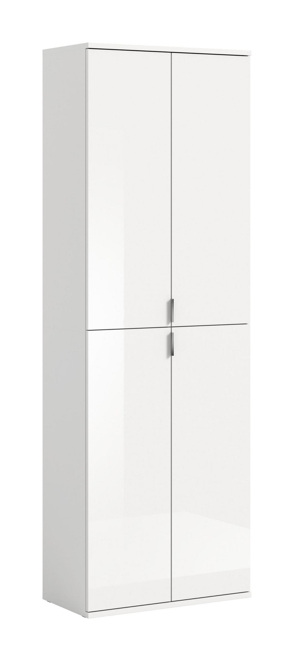 HOCHSCHRANK Projekt X Garderobe in weiß Nachbildung und weiß hochglanz B/H/T: 61x193x34 cm - Weiß, Holzwerkstoff (61/193/34cm)