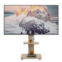 TV-STÄNDER 60/40 cm höhenverstellbar mit schwenkbarer Halterung, Rollen und Ablagen aus MDF und Metall, Natur - Hellbraun, Holzwerkstoff (60/150/40cm) - Redom