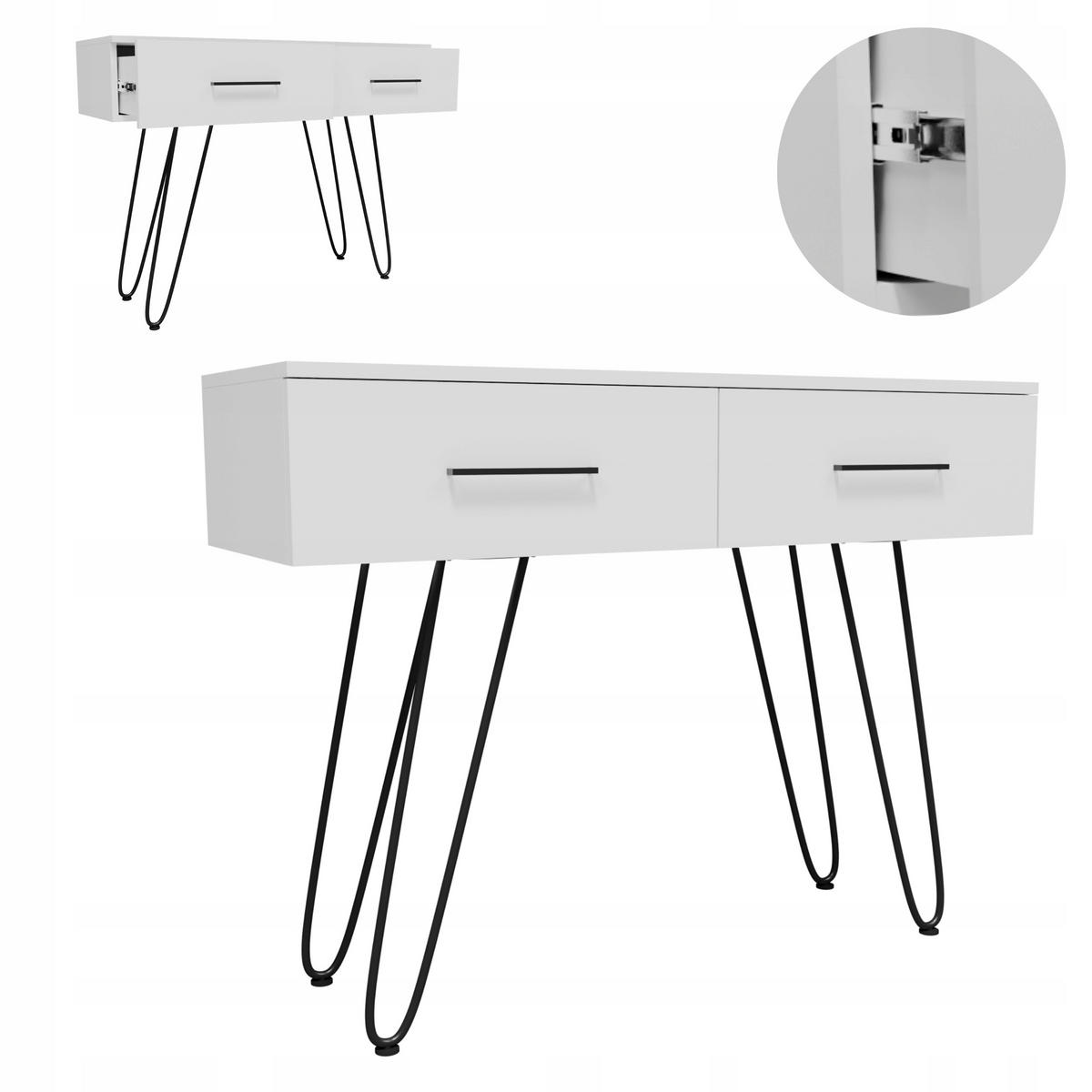 SCHMINKTISCH CR3-C1 Weiß-Schwarz 100/37/76 cm - Schwarz/Weiß, Holzwerkstoff (100/76/37cm)