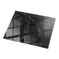 TISCHPLATTE 80x60 cm Marmoriert mit Aderung - Hellgrau/Schwarz, Glas (80/60/0.4cm) - TULUP