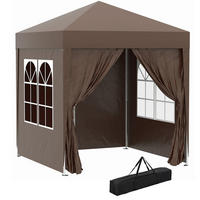 PAVILLON (2 x 2 m) mit 4 abnehmbaren Seitenwänden und Tragetasche,Faltbarer, braun - Braun, Metall (2/2.4/2cm) - Vallsero