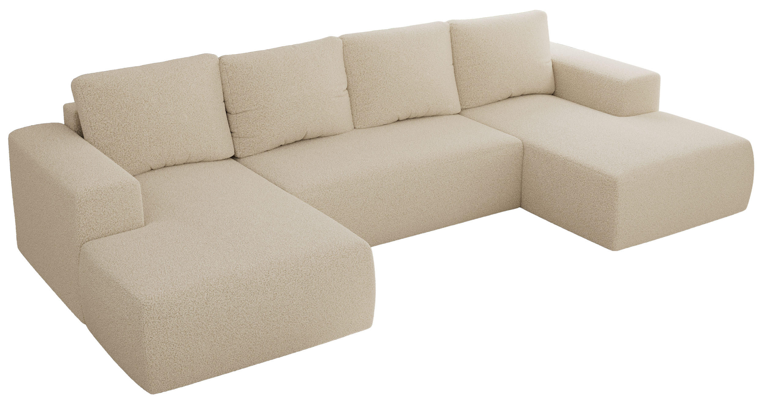 WOHNLANDSCHAFT TRENTINO U Beige Boucle - Beige, Textil (334/91/163cm) - MKS