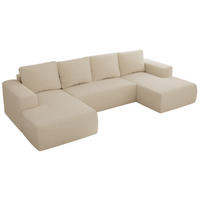 WOHNLANDSCHAFT TRENTINO U Beige Boucle - Beige, Textil (334/91/163cm) - MKS