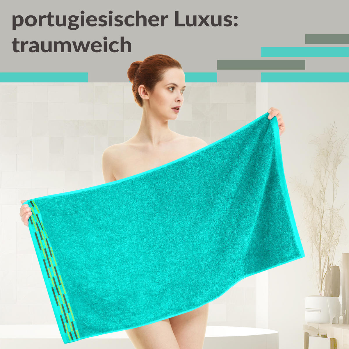 HANDTUCH Lugano Türkis 2er 50x100 cm - Türkis, Textil (50/100cm) - Lashuma