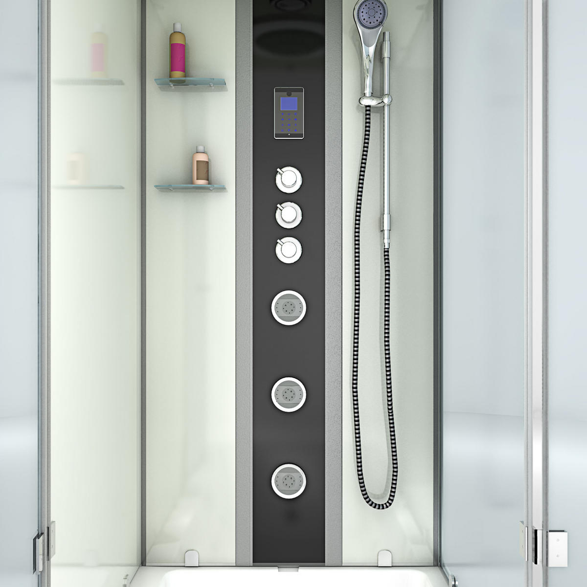 WHIRLPOOL Dusche Kombination K05-L03-WP 180x90 cm - Weiß, Glas/Kunststoff (90/225/180cm) - AcquaVapore by Sandra Jentho