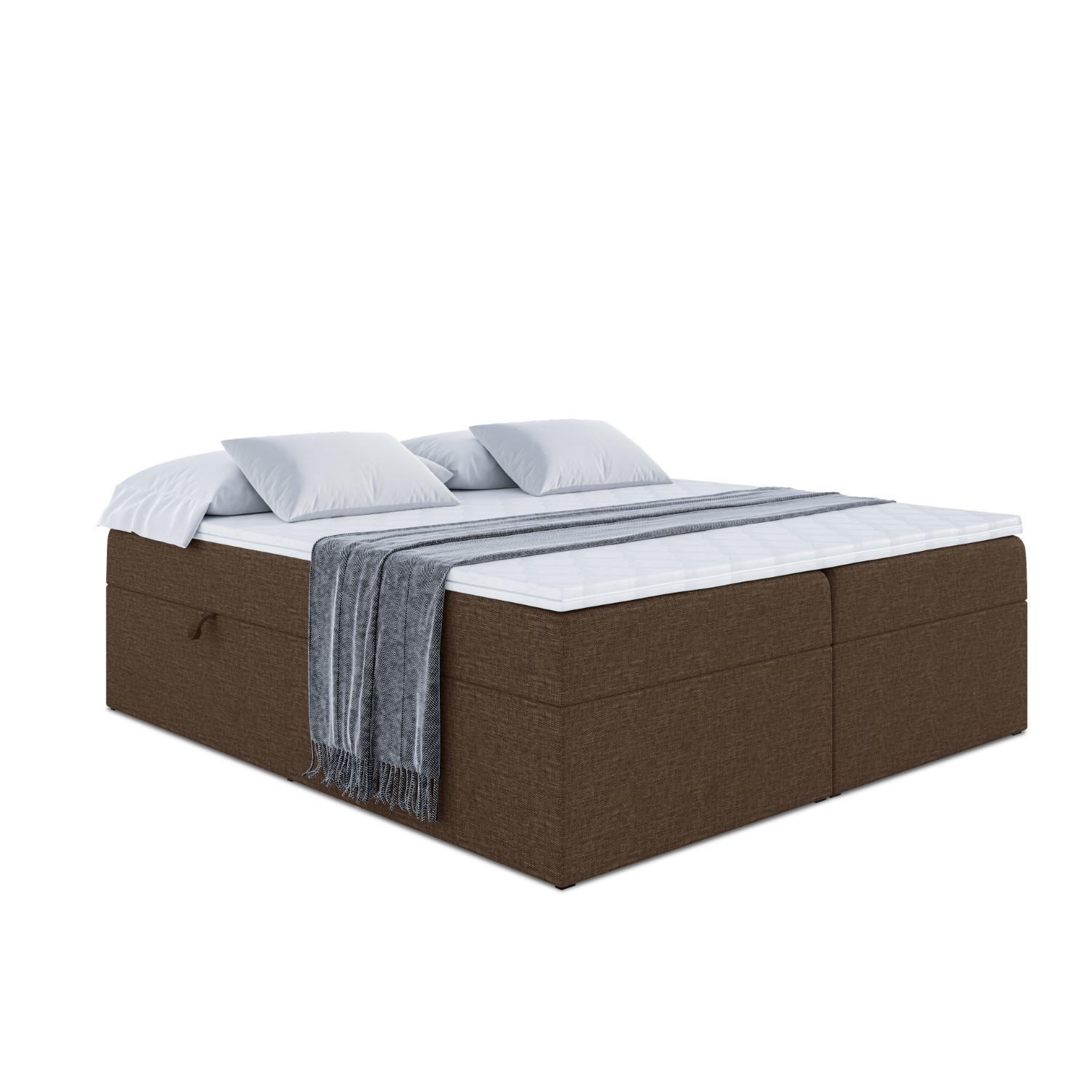 BOXBETT mit H4-Matratze und Lattenrost - MARCE BW - 160x200 Braun - Braun, Holzwerkstoff (160/200cm) - ALTDECOR