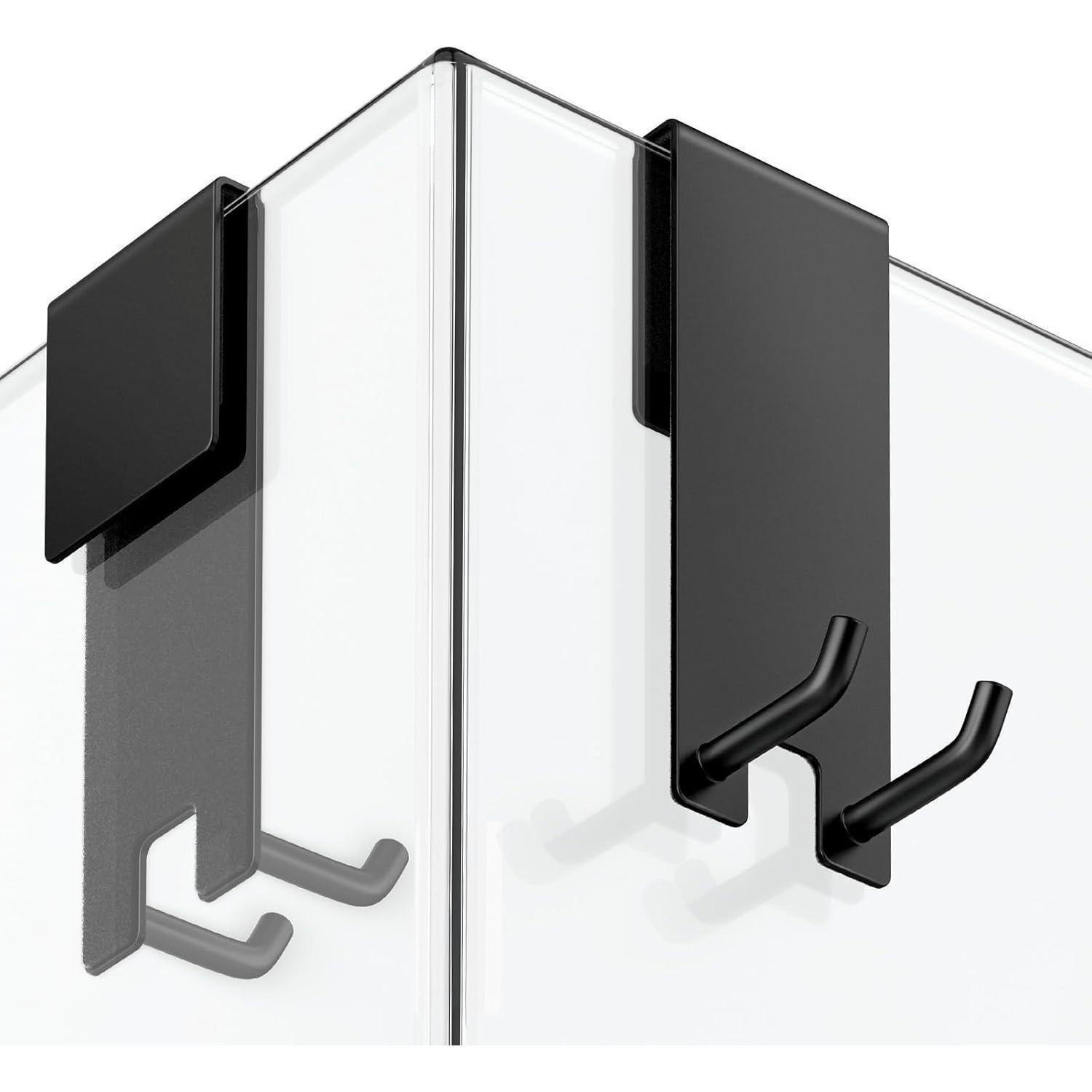 DUSCHHAKEN 2er Set Matt Schwarz - Schwarz, Metall (4.5/1.5/12cm)
