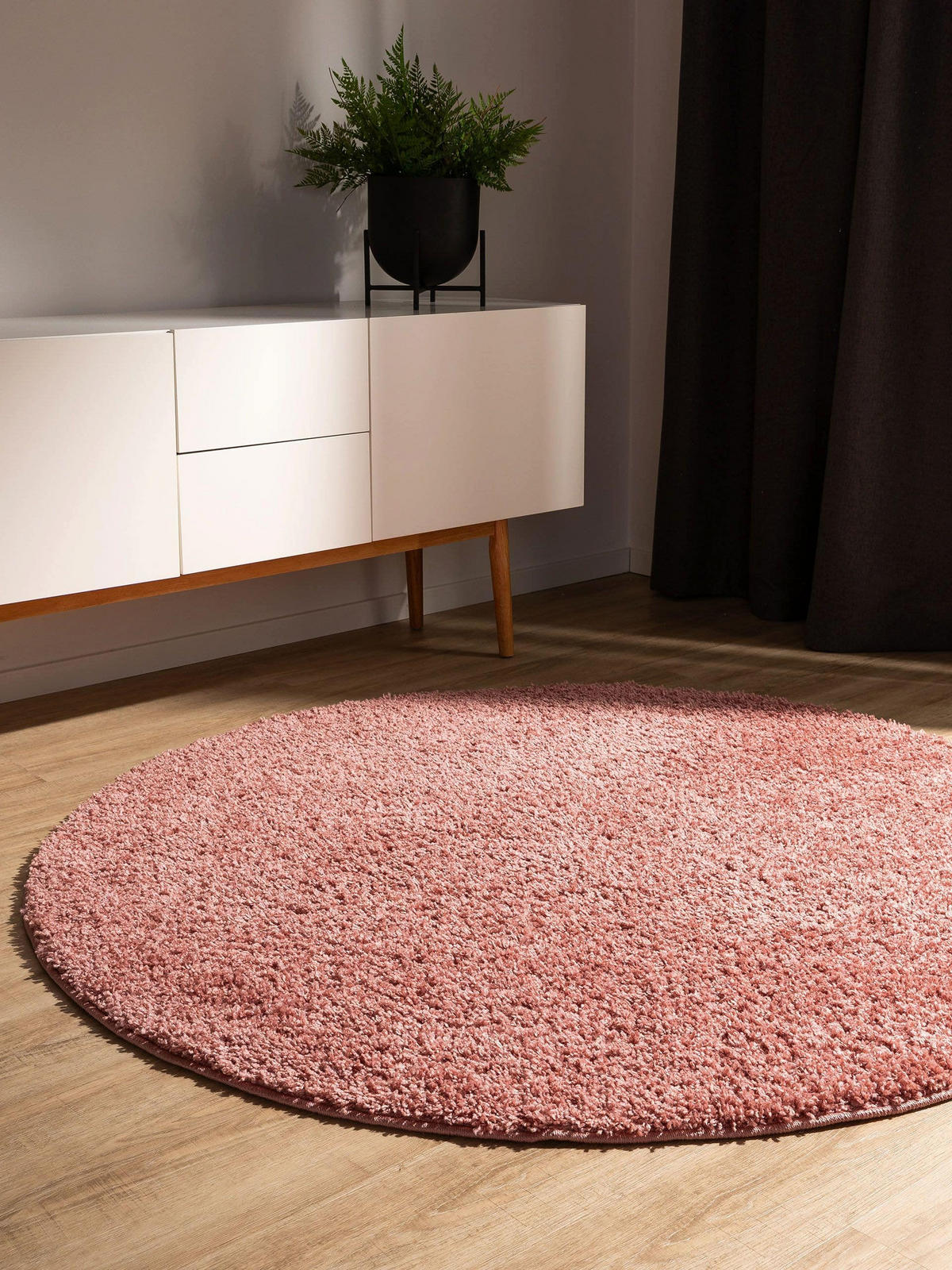 HOCHFLORTEPPICH Soho Rosa ø 160 cm rund - Rosa, Kunststoff (160/160cm) - benuta