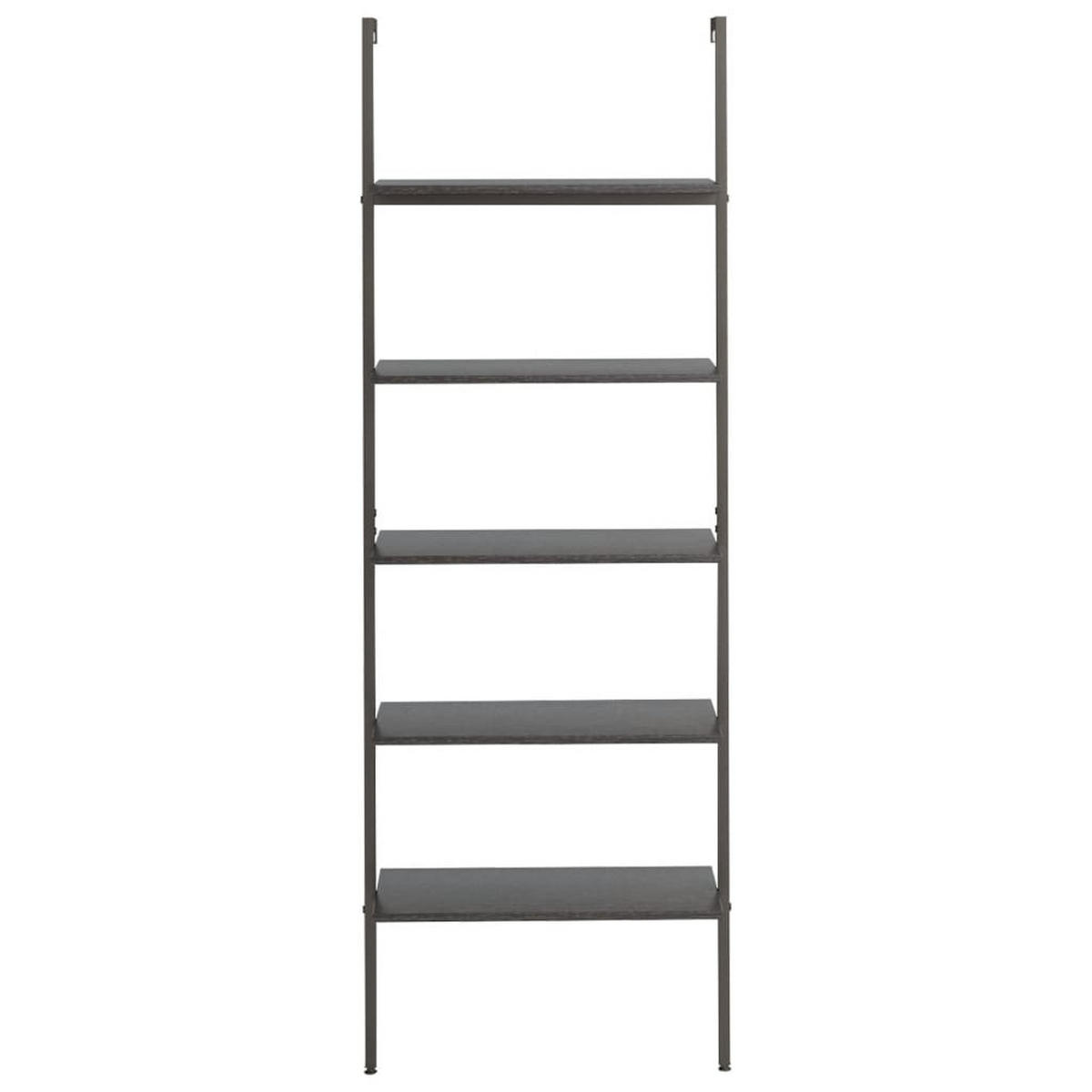 LEITERREGAL mit 5 Böden Schwarz 64x35x185 cm - Schwarz, Holzwerkstoff (64/185/35cm)