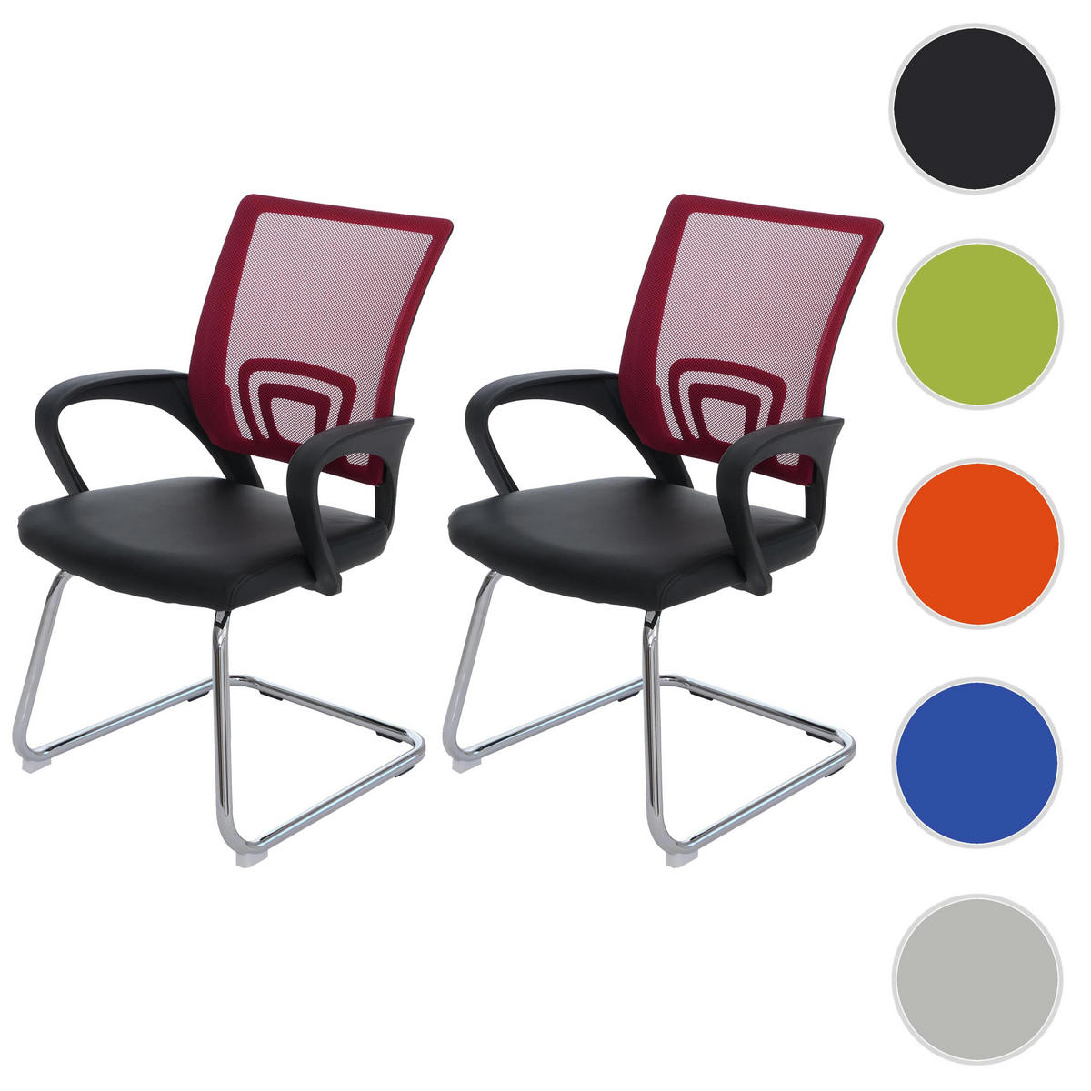 KONFERENZSTUHL Rot 2er-Set - Rot, Kunststoff (57/92/59cm) - MCW