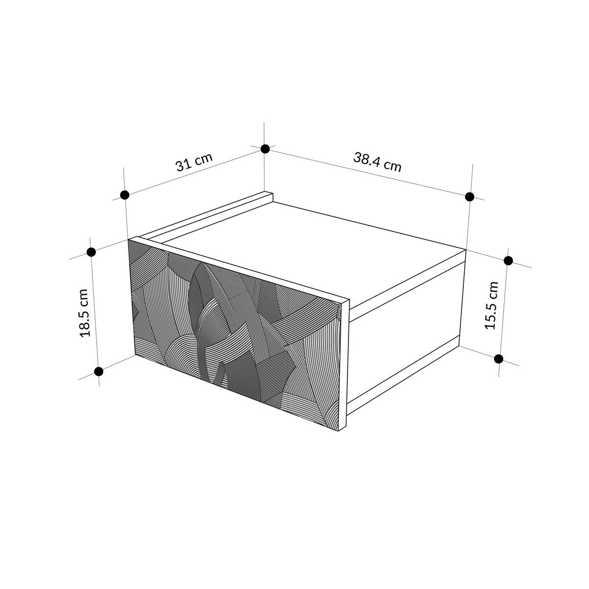 NACHTTISCH Onda LED Weiß, Eiche 38,4/31/18,5 cm - Weiß, Holzwerkstoff (38.4/18.5/31cm) - Decortie