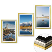 WANDBILDER 3er Set - 40x60 cm Goldrahmen - Naturansichten, Leuchtturm, Berge, Ballonfahrt - Goldfarben, Kunststoff (40/60cm) - ArtPrintCave