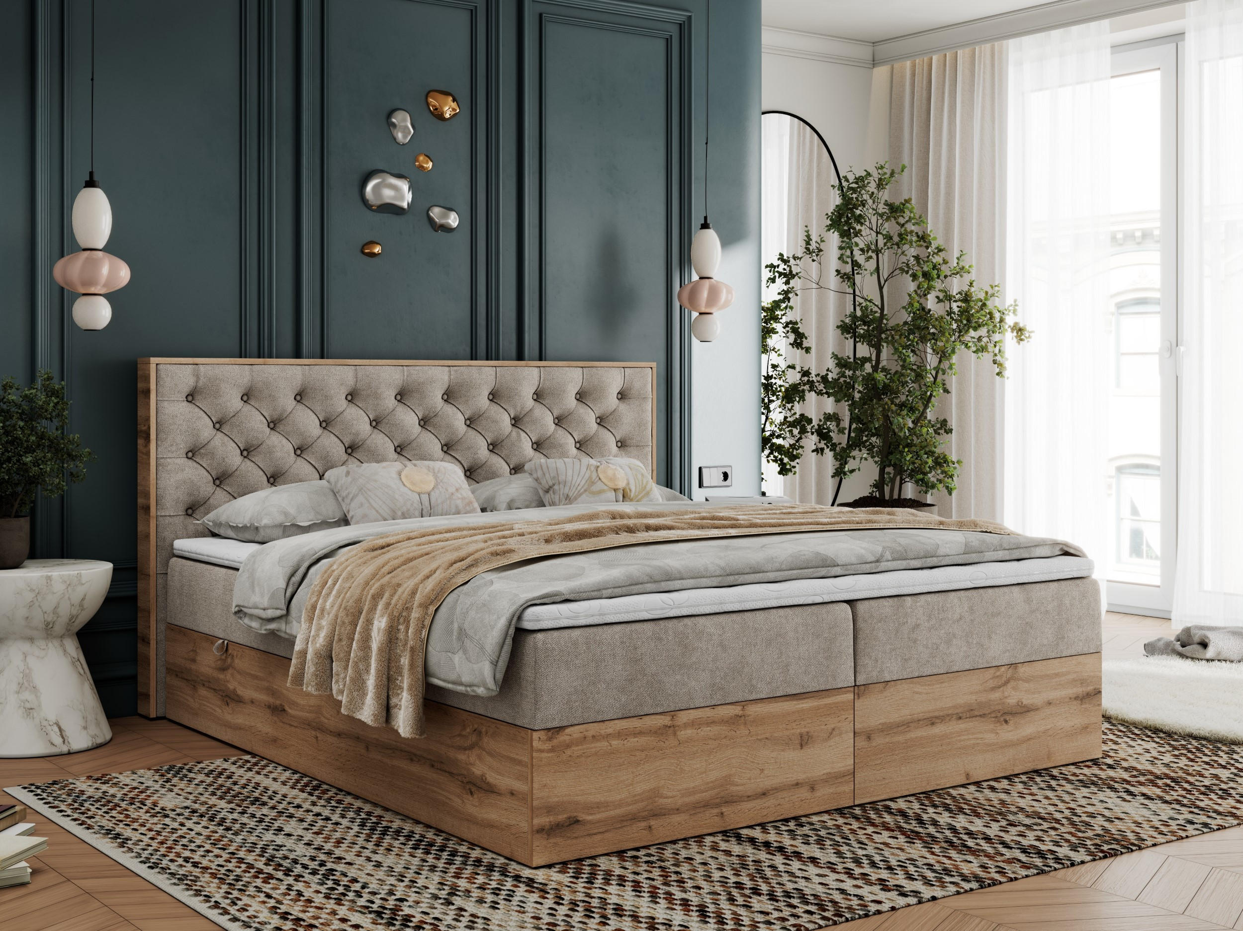 BOXBETT ALBERO 3 - 120/200 Beige Struktur - H3 - Beige, Holz/Textil (120/200cm) - MKS