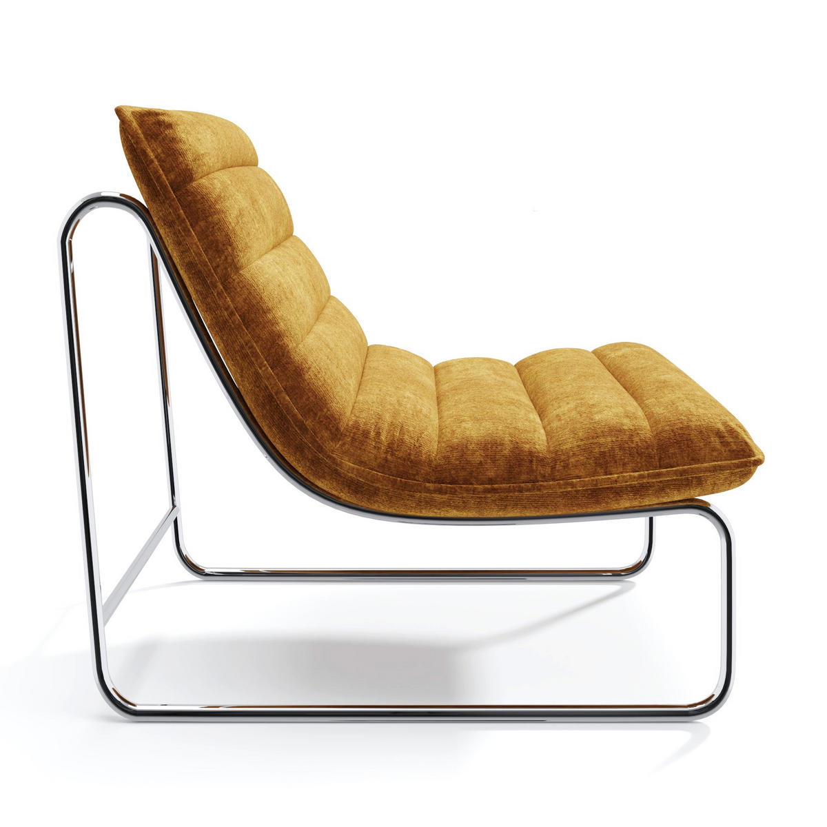 SESSEL Texturierter Samt Senf 67.5cm - Dunkelgelb, Textil (67.5/78.5/85cm) - Sia Home