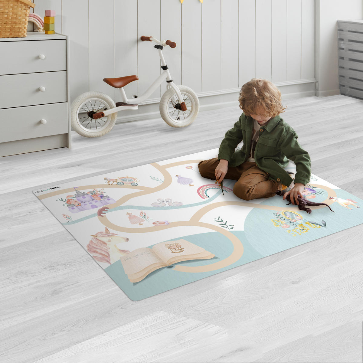 KINDERTEPPICH Prinzessin - Schloss - Blumen - Einhorn - Mädchen 105x70 cm - Multicolor, Kunststoff (105/70cm) - MuchoWow
