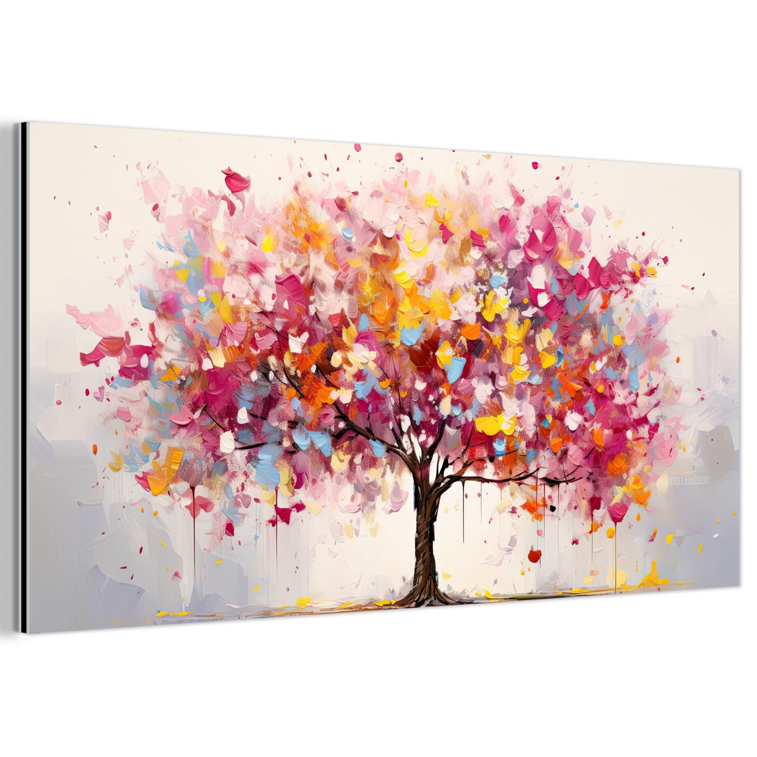 METALLBILD Aquarell - Baum - Kunst - Abstrakt 80x40 cm - Multicolor, Metall (80/40cm) - MuchoWow