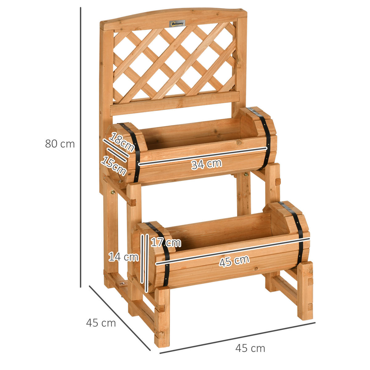 KVĚTINOVÝ ZÁHON, žlutý - žlutá, dřevo (45/80/45cm) - Outsunny