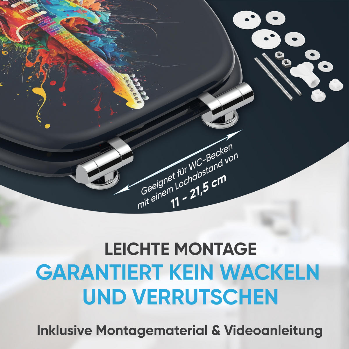 WC Sitz mit Absenkautomatik Guitar - Schwarz, Holzwerkstoff (38/6/47cm) - Sanilo