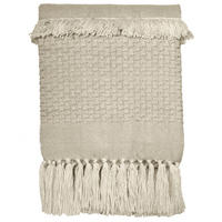 DECKE Fringe Weiß - Weiß, Textil (125/150cm) - Malagoon