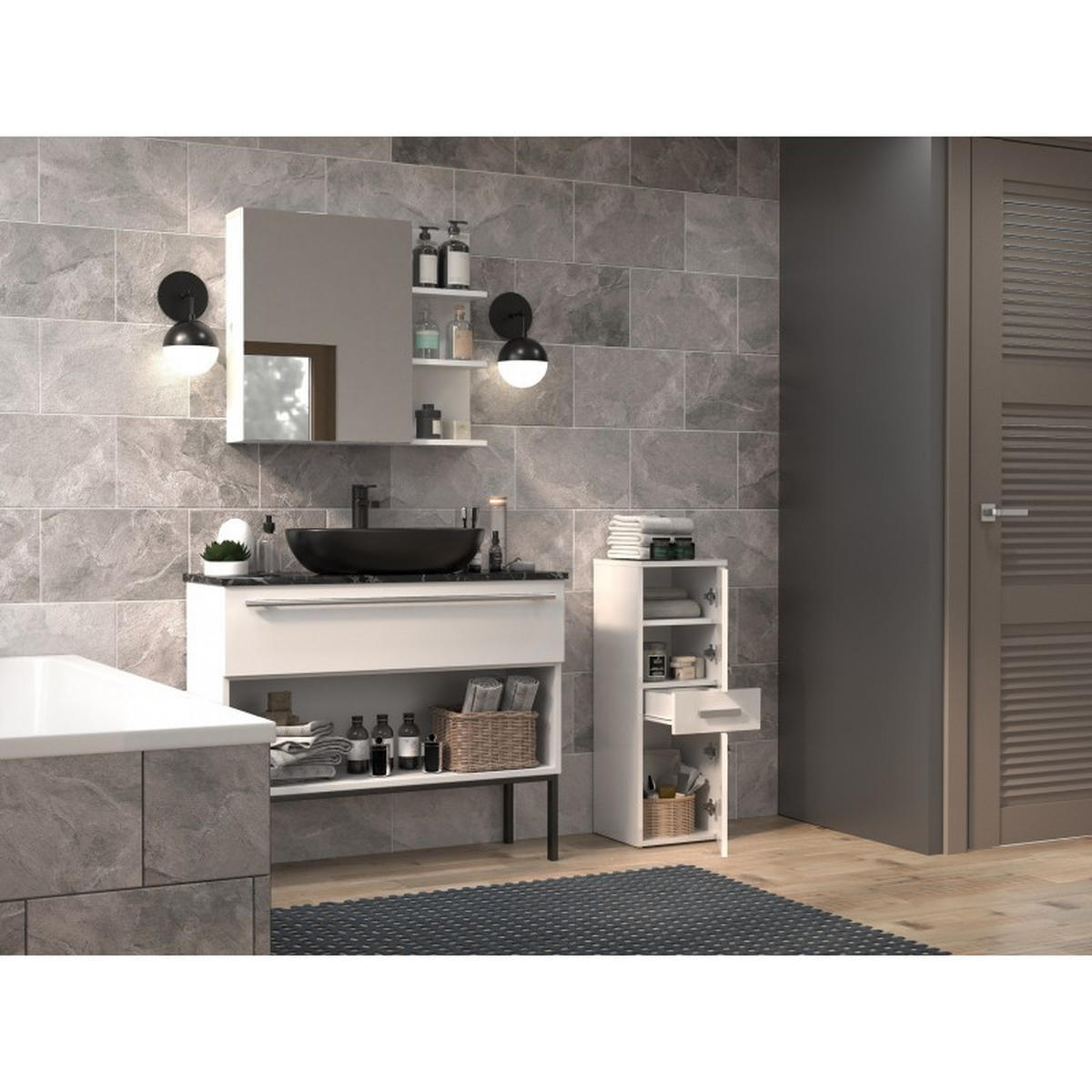 KOUPELNOVÁ SKŘÍŇKA Bílá, lesklá bílá 30/85/30 - bílá, kompozitní dřevo (30/85/30cm) - RAUMHIRSCH FURNITURE