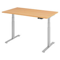 SCHREIBTISCH elektrisch 80/140/74 cm in Buchefarben/Silberfarben - Buchefarben/Silberfarben, Holzwerkstoff (80/140/74cm) - bümö