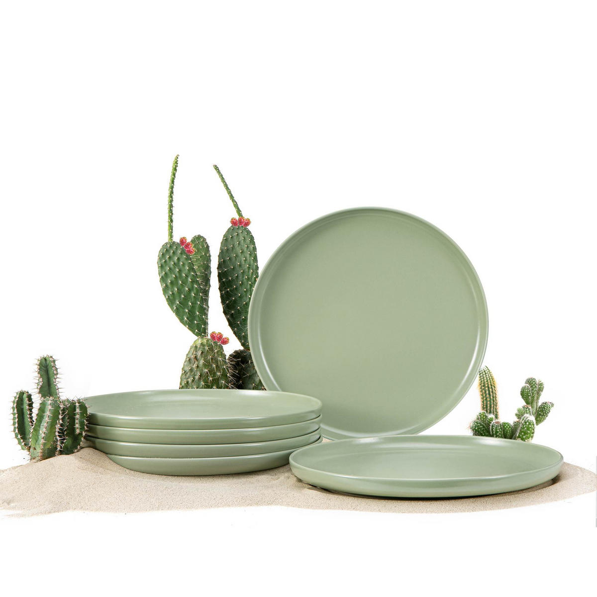 TELLER-SET VICTO 6-tlg Speiseteller - Grün, Keramik (27cm) - KONSIMO®