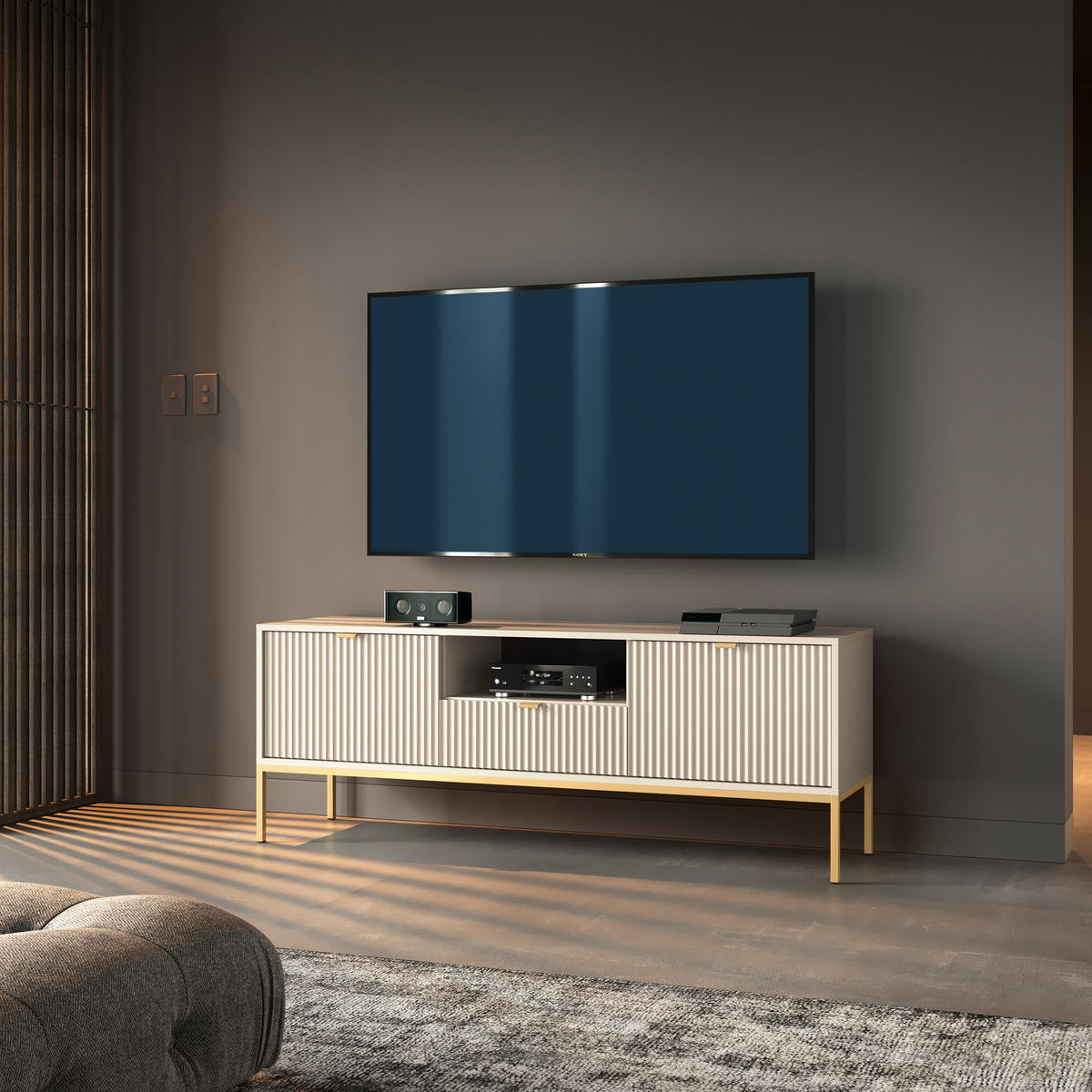 LOWBOARD STELLARE 154/56/39 cm, Kaschmir - Kaschmir, Holzwerkstoff (154/56/39cm) - MASSENO