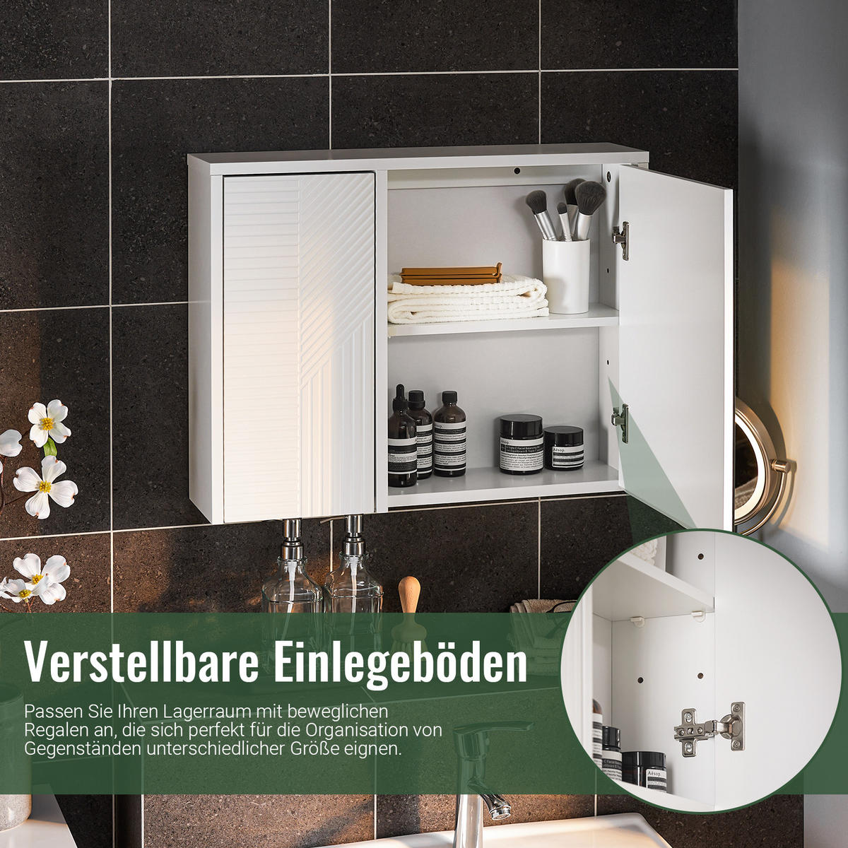 SPIEGELSCHRANK Weiß - Weiß, Glas/Holzwerkstoff (60/46/15cm) - SoBuy